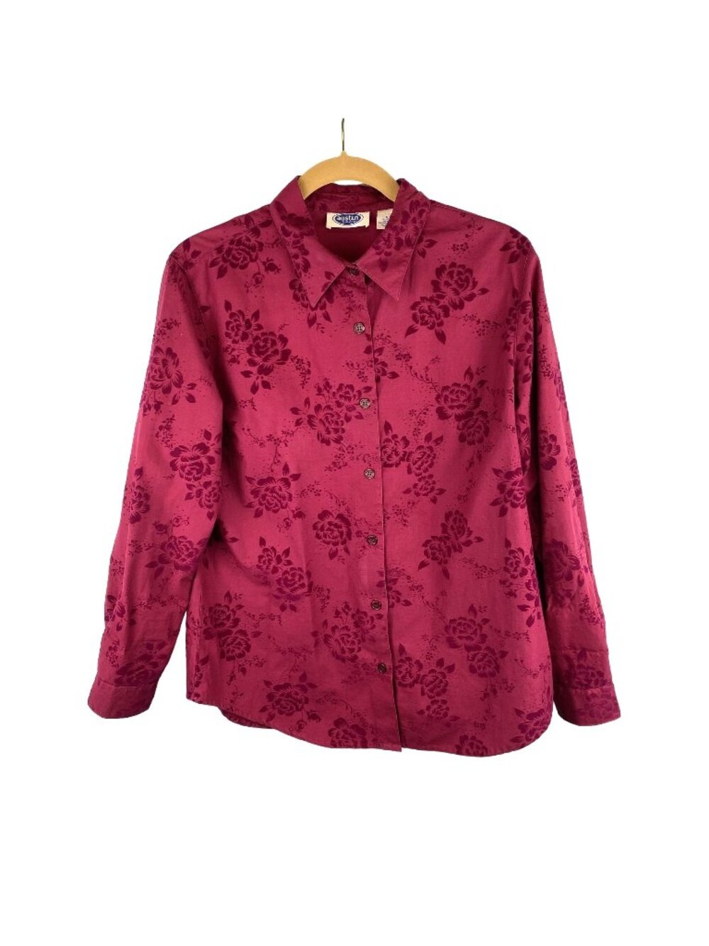 Austin Clothing Co. Womens M Burgundy Cowgirl Western Damask Pattern Shirt
